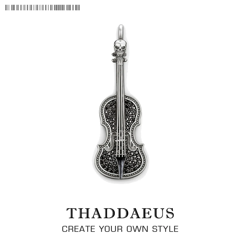 

Pendant Skull Violin,2017 Brand 925 Sterling Silver Punk Jewelry Thomas Style Bijoux Necklace Accessorie Gift For Ts Men Woman