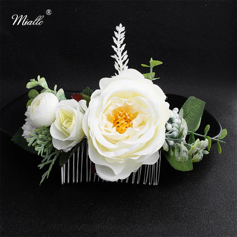 

Miallo Wholesale Newest Simulation Flowers Wedding Hair Comb Clips Artificial Flower Bridal Headpieces Hair Jewelry Accessories