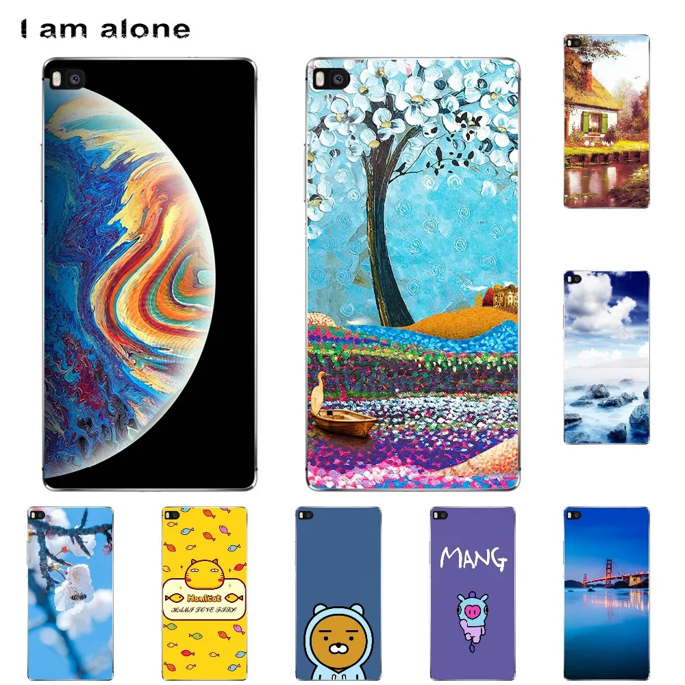 I am alone Phone Bags For Huawei Ascend P8 2015 5.2 inch Soft TPU Mobile Fashion Printed Lite Free Shipping |