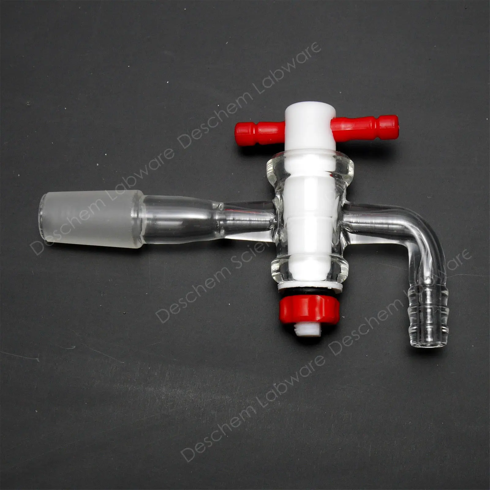 14/23,Glass Vacuum Adapter,Lab PTFE Stopcock,10mm Bent Hose Connection