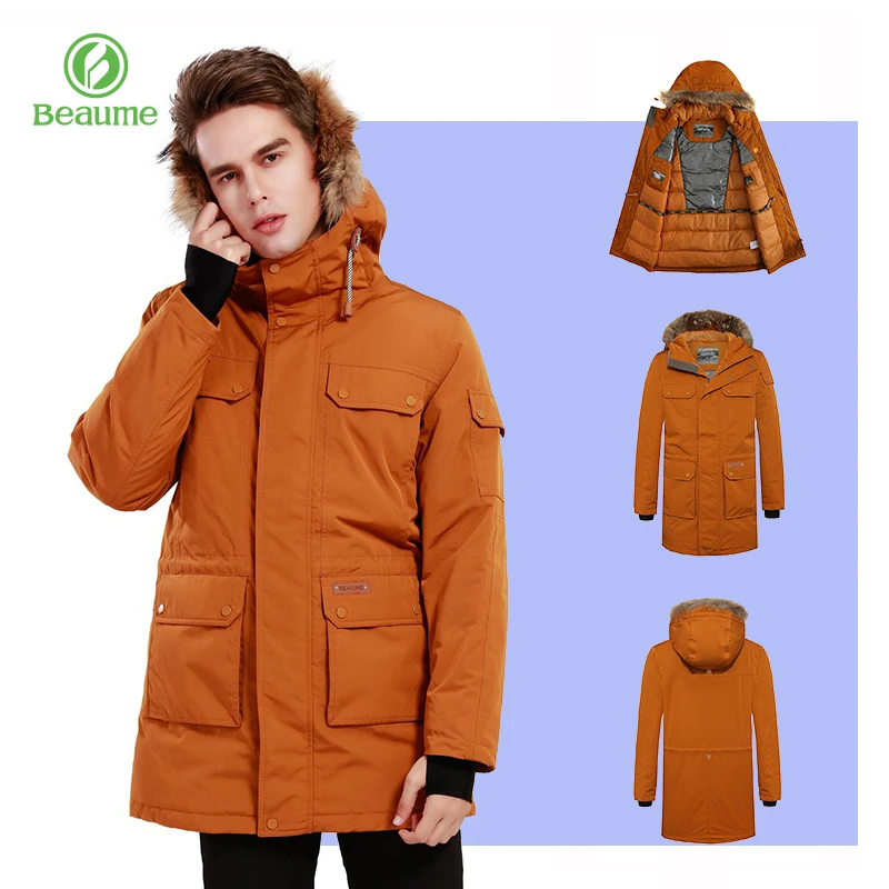 

Beaume Winter Outdoor Men's Hooded White Goose Down Hiking Jacket Waterproof Windproof Warm 54277