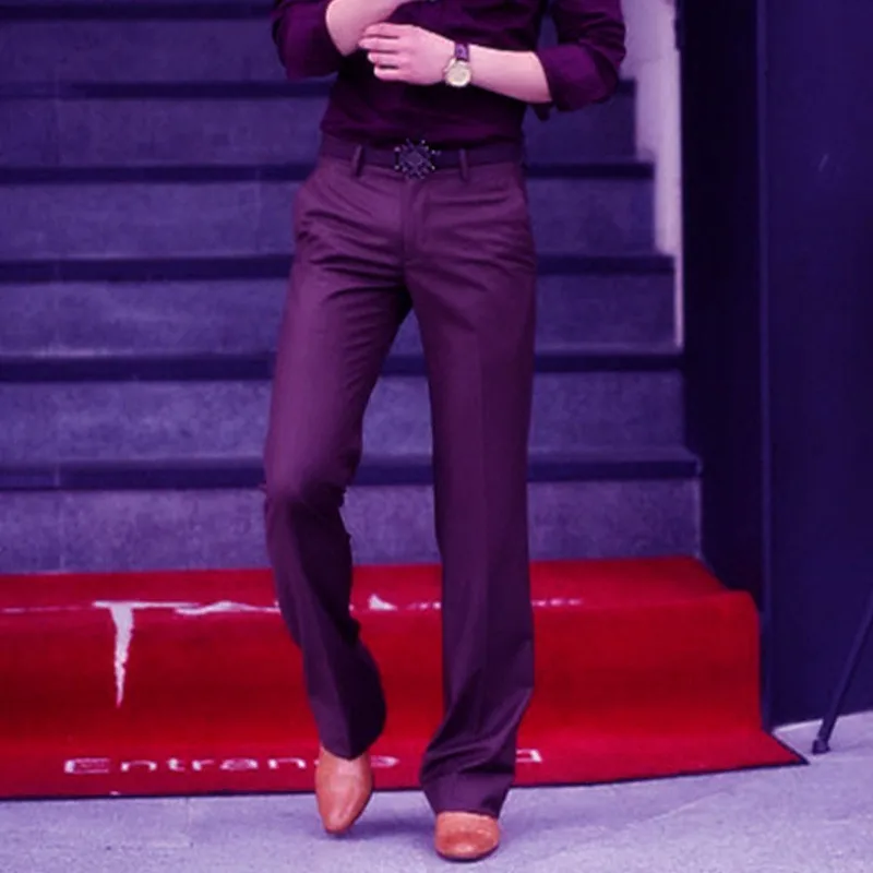 Men's Suit pants New flared pants Male Summer Straight Suit British leisure Free hot feet trousers Formal For Men