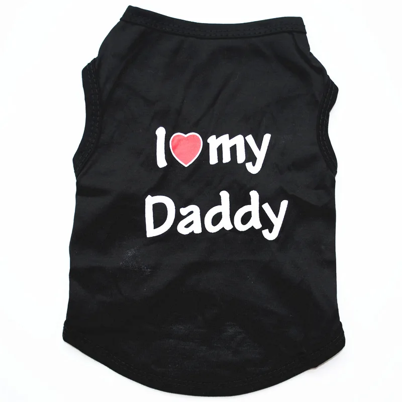 Pet Dog Cloths Spring/Summer Pet Dog Vest T-Shirt Letter I LOVE MY MOMMY Daddy Dog Shirt Pet Clothes For Small Puppy Dogs Cats