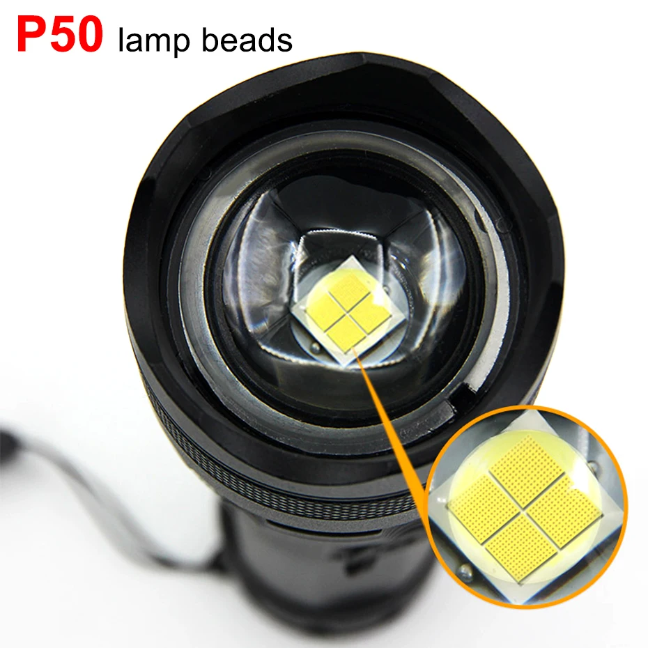 XHP50 3000LM светодиодный фонарик USB Перезаряжаемый масштабируемый тактический