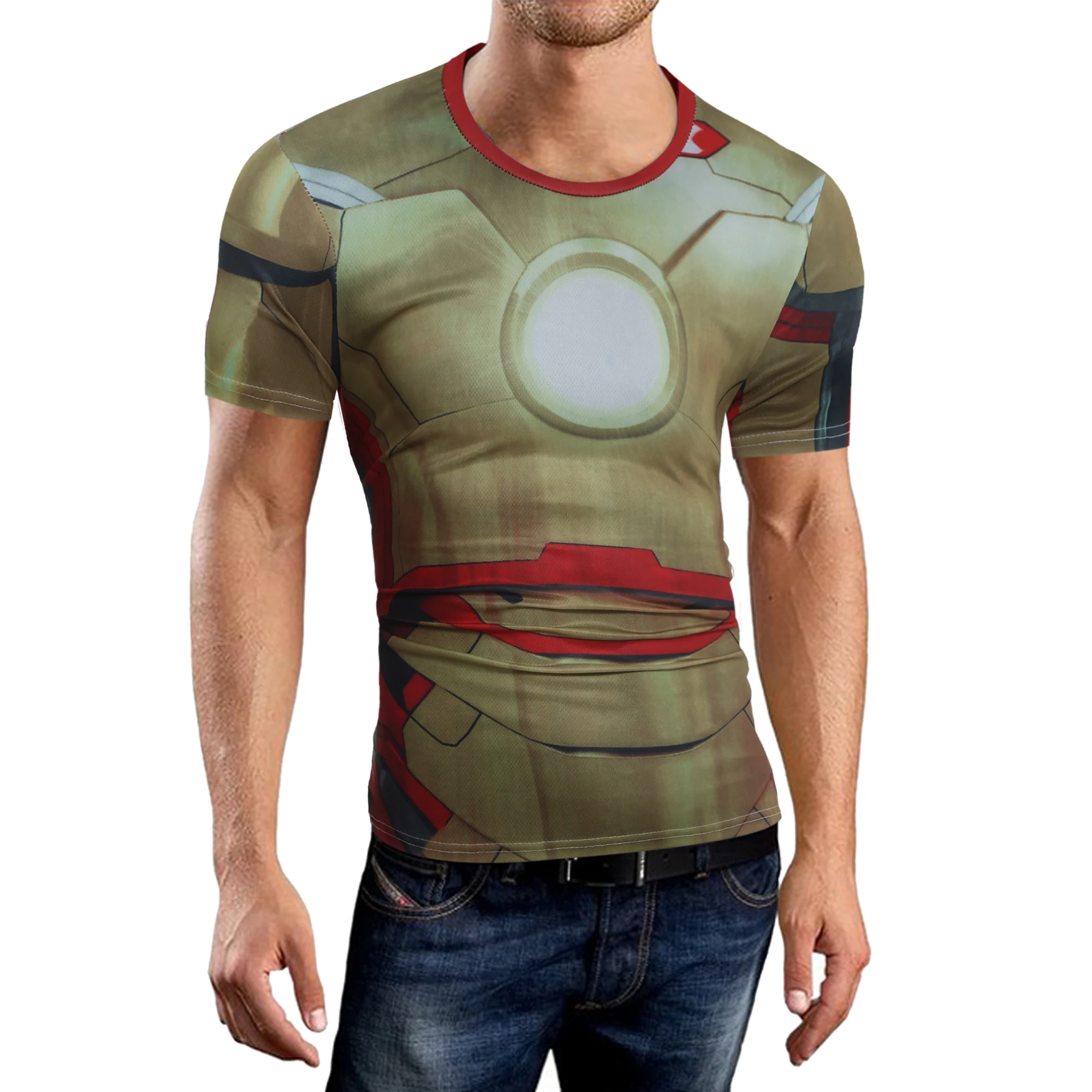 Men T-shirt 2018 Brand Short Sleeve Iron Man Prints T Shirt O-Neck Slim Men T-Shirt Tops Fashion Mens Tee Shirt T Shirts XXL QWR