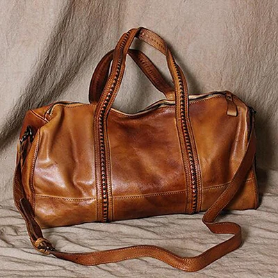 Модная кожаная сумка через плечо для путешествий, большая спортивная сумка для выходных, высокое качество, женская сумка из натуральной кожи, бизнес популярные дизайнерские сумки - Цвет: Коричневый