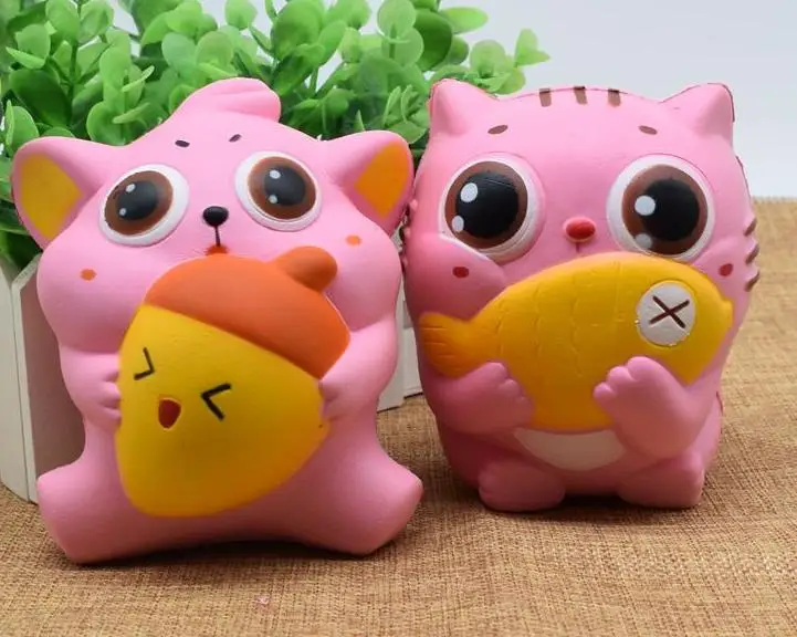 20pcs kawaii squishy PU toy pink cat squishy 13.5*10.5*9cm bread ,slow