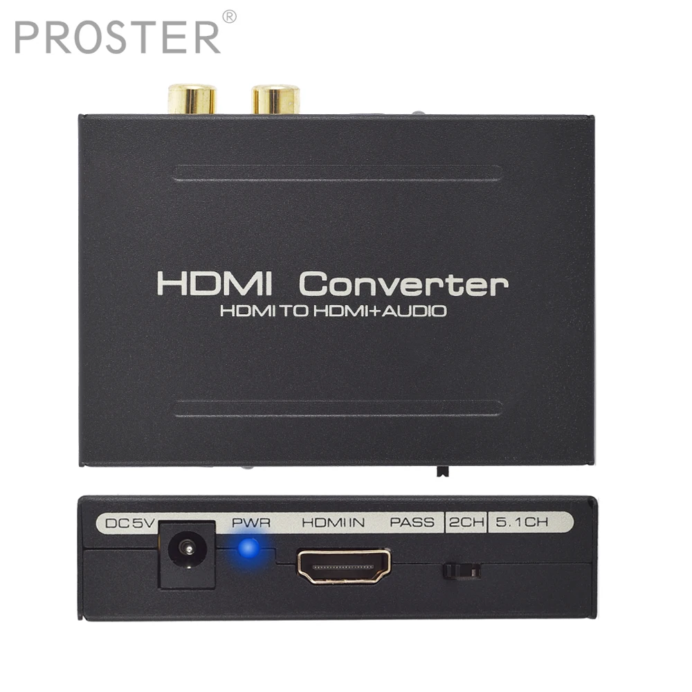 Prozor HDMI To Optical RCA L/R Audio and Video decoder HDMI 4K HDMI TO HDMI Loop 2.1CH 5.1CH Extractor Converter Audio decoder