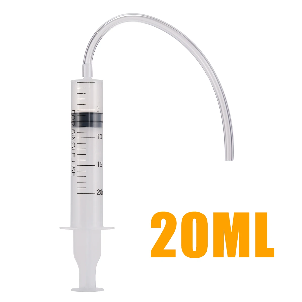 1pc New Plastic Syringe Capacity 20ml Clean Syringe 1ml Graduated with Transparent Flexible Silicone Tube