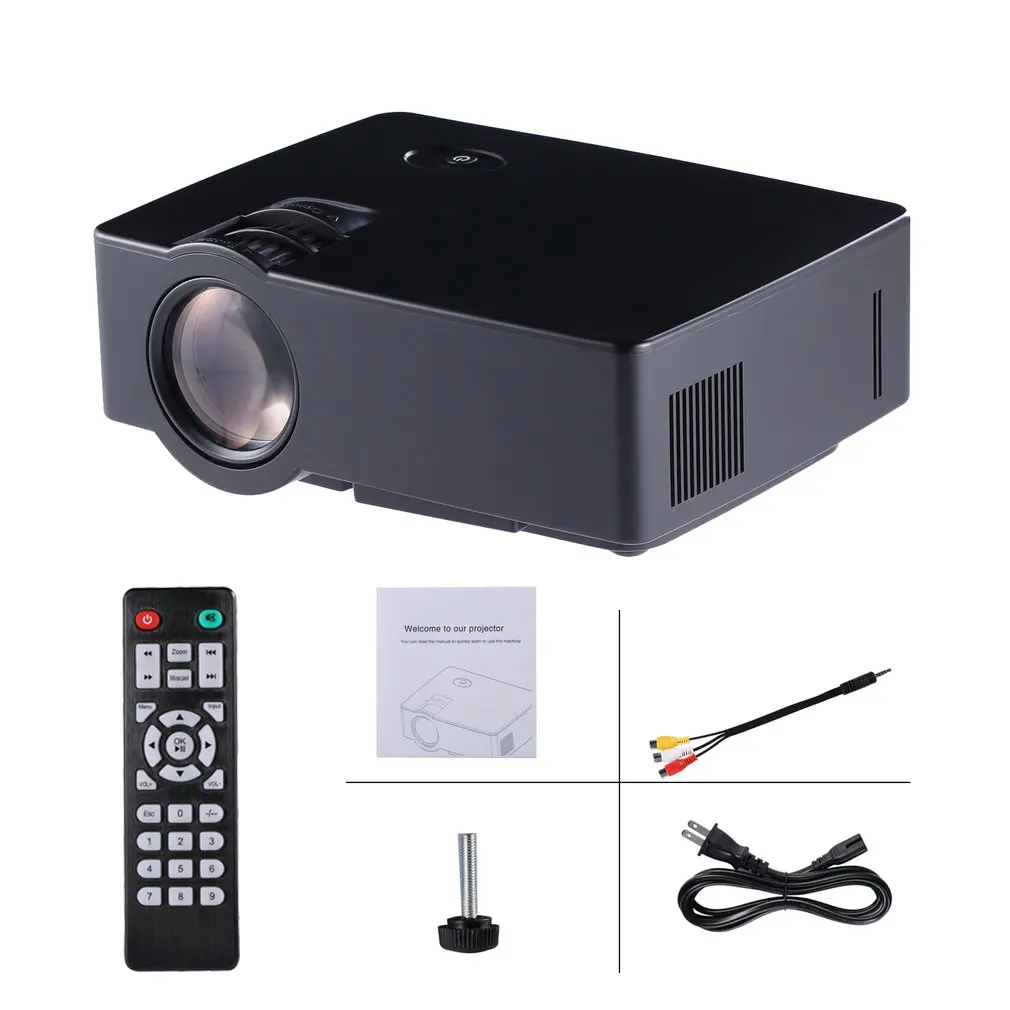

Black LCD Mini 1080P HD Projector 1500 lumens 800 * 480 Regular Home Theater Japanese Compatible Mltifunction Interface