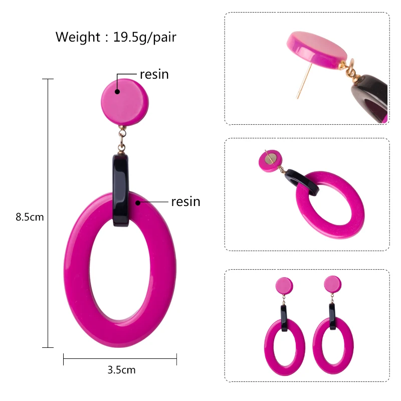 Classic Dangle Fashion Resin Earrings for Women Big Long Cricle Geometric Acrylic Drop Earring Girls Elegant Wedding Brincos (5)