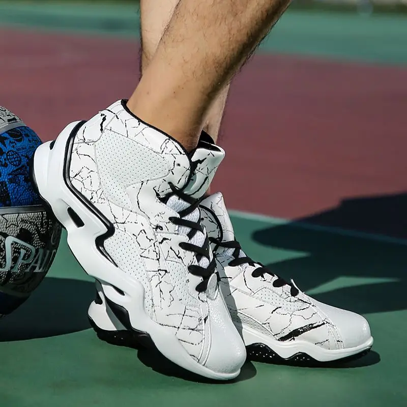 Спортивные Для мужчин Баскетбольные кеды authent воздухопроницаемая комфортная обувь Спортивная обувь Открытый спортивной подготовки резиновая подошва высокая Ботильоны