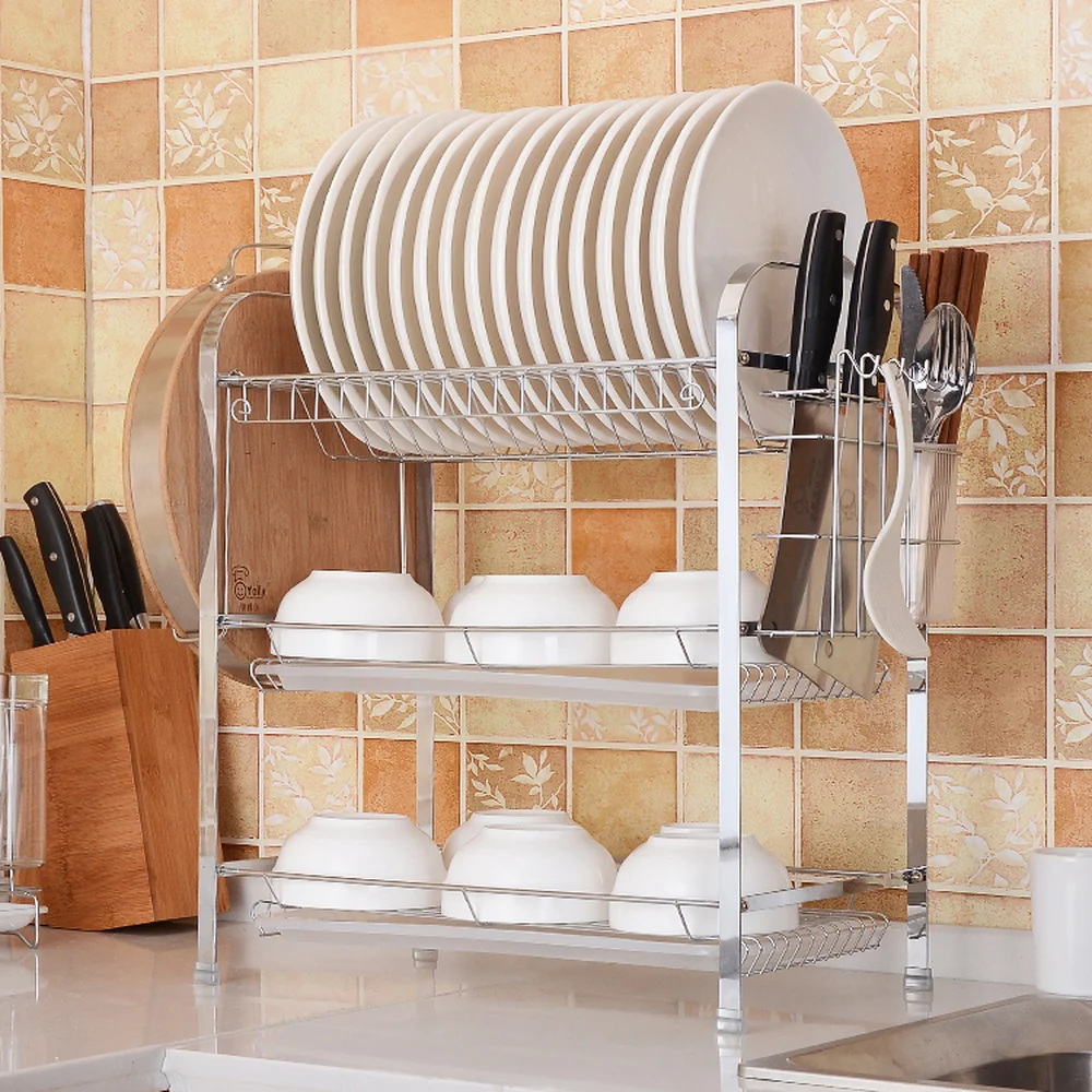  A1 Three layers Bowls rack drain rack kitchen shelf dish chopsticks storage rack kitchen supplies c - 32918004280