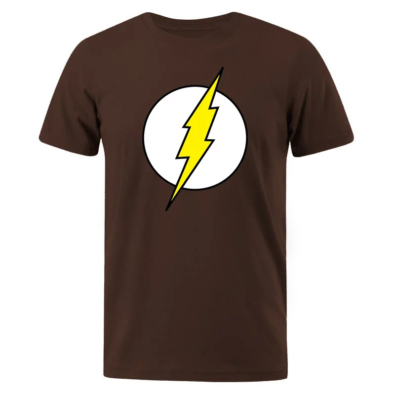 The BIG BANG Theory T-SHIRT The lightning Print The Flash Men T Shirts Hot Sale Casual Tee Shirt Cotton Clothing Plus Size 3XL - Цвет: brown 6