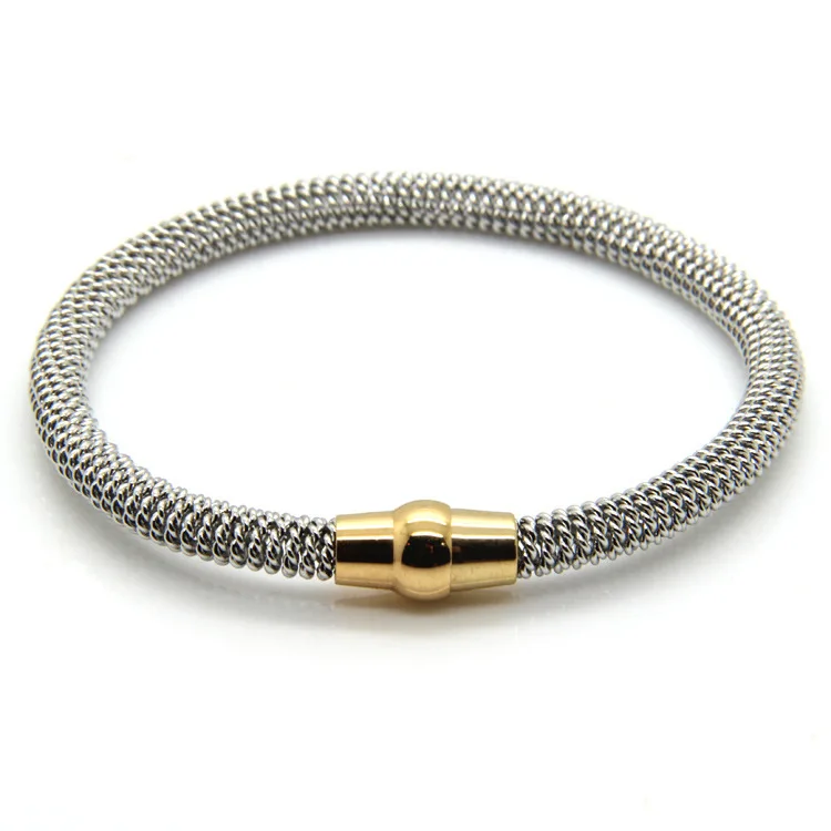 Fashion-Twisted-Cable-Bracelets-Stainless-Steel-Silver-Gold-Black-Magnetic-Clasp-Cable-Mesh-Bracelet-Jewelry-For