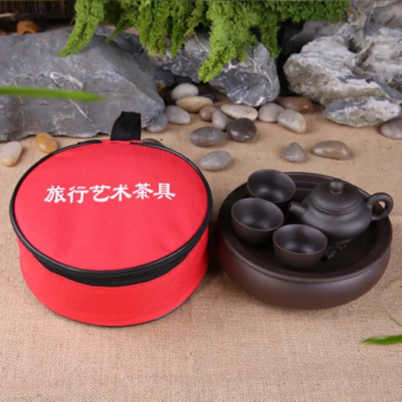 Портативный китайское кунг-фу Фиолетовый Глиняный чайный сервиз путешествия Zisha керамические фарфоровые чайные изделия чайник чашки костюм