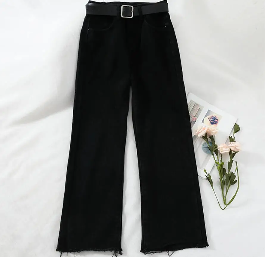 Женские корейские Модные Винтажные широкие свободные джинсы женские сексуальные рваные повседневные Прямые джинсы брюки TB1176