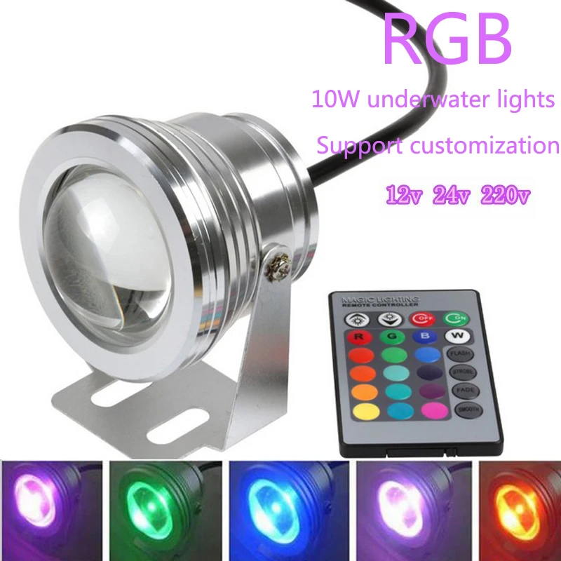 submersible pool lights High Quality Waterproof 10W RGB LED DC 12V Outdoor 16 Color Changing Flood Spot light Lamp Garden swimming pool lights underwater