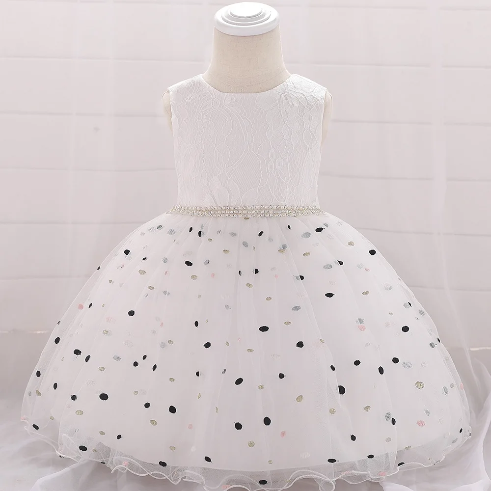 1 год, кружевное Сетчатое платье для маленьких девочек детское платье-пачка с бантом для дня рождения, крещения вечернее платье принцессы с цветочным рисунком Одежда для девочек, L1900XZ
