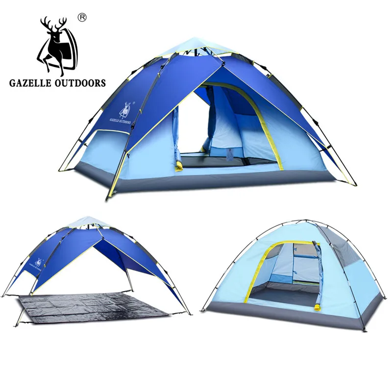 Camping Tent Automatic 3-4 Person Waterproof UV Resistant Quick-opening Multi-purposes Fishing Hiking Tent