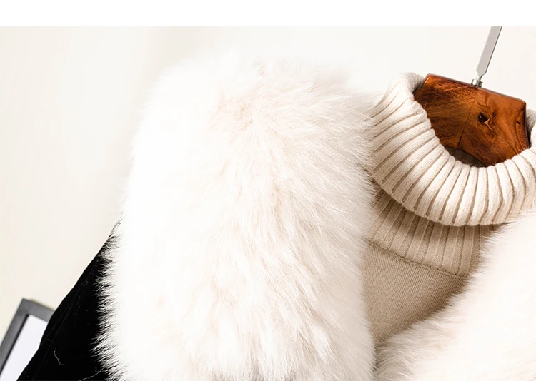 Новый натуральный мех пальто натуральная кожаная куртка Лисий меховой воротник натуральный чистый Шерстяное пальто куртка осень-зима