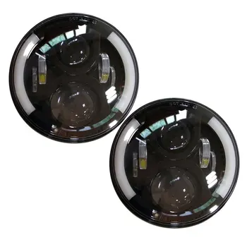 

7" Round LED Projector 7inch Headlights halo ring hi lo Beam light For Jeep Wrangler CJ JK 2009-2015