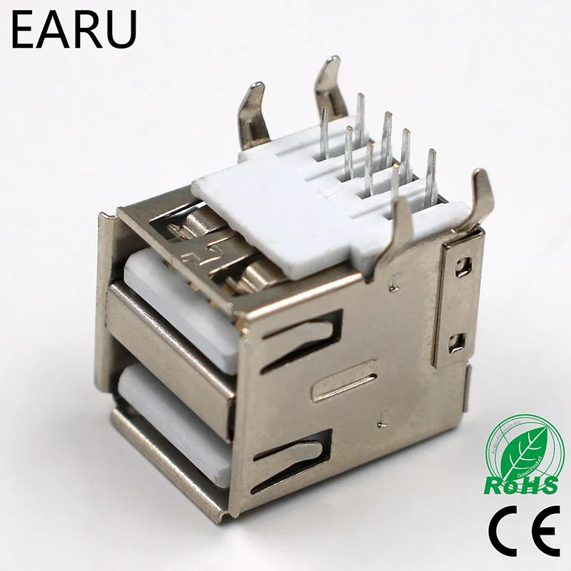 

10pcs USB A Type Female Socket Connector White 2 to 1 G44 for Data Connection Interface Charging Adapter SDA Data Cable Double