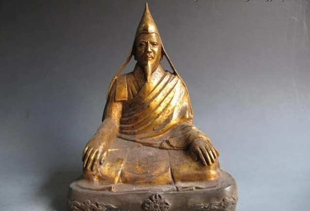 

USPS to USA S0426 Tibet Buddhism classical Old Bronze Carved Lama Dalailam Buddha Statue (B0328)
