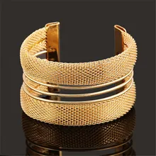 PINIYA Drop Shipping New Multilayer Gold Color Open Wide Style Cuff Bracelet Bangle Jewelry For Men Women Gift