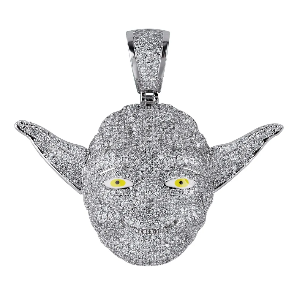 Iced Out Master Yoda Pendant Necklace 