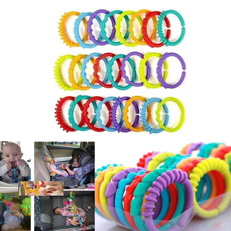 

24Pcs Baby Infant Teether Toy Rattle Colorful Molars Rings Crib Bed Stroller