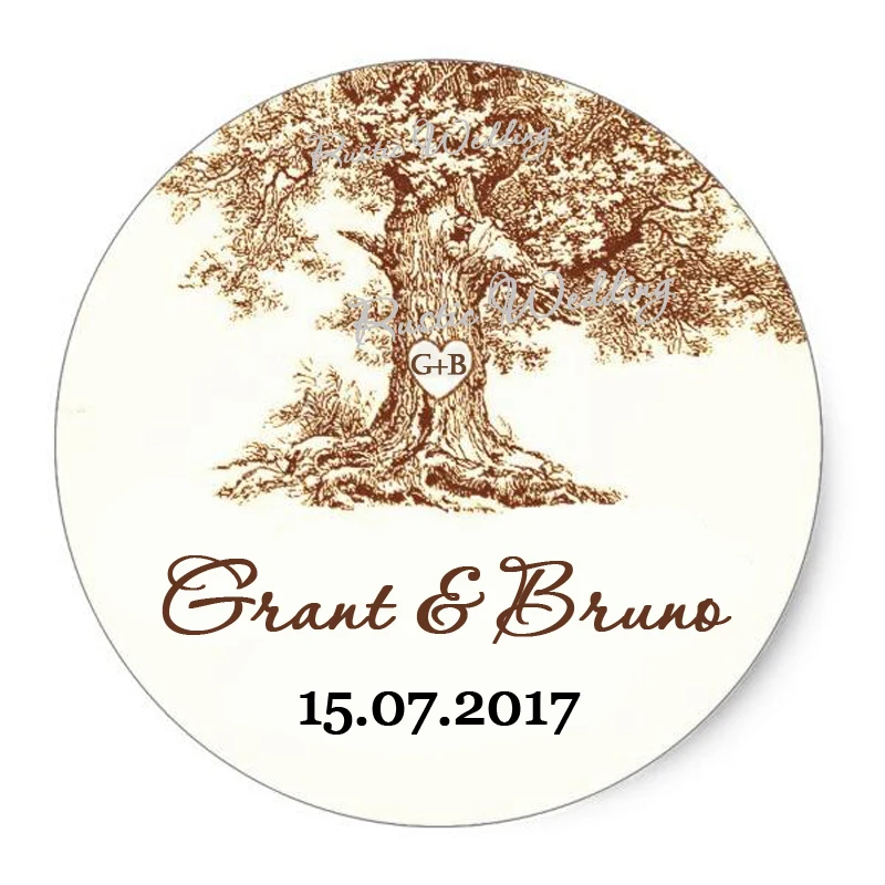Personalized Circle Round Stickers The Tree Wedding Collection Personalized Circle Round Stickers The Tree Wedding Collection Clic Custom Sticker Labels Customized Name And Date In Gift Bags Wring
