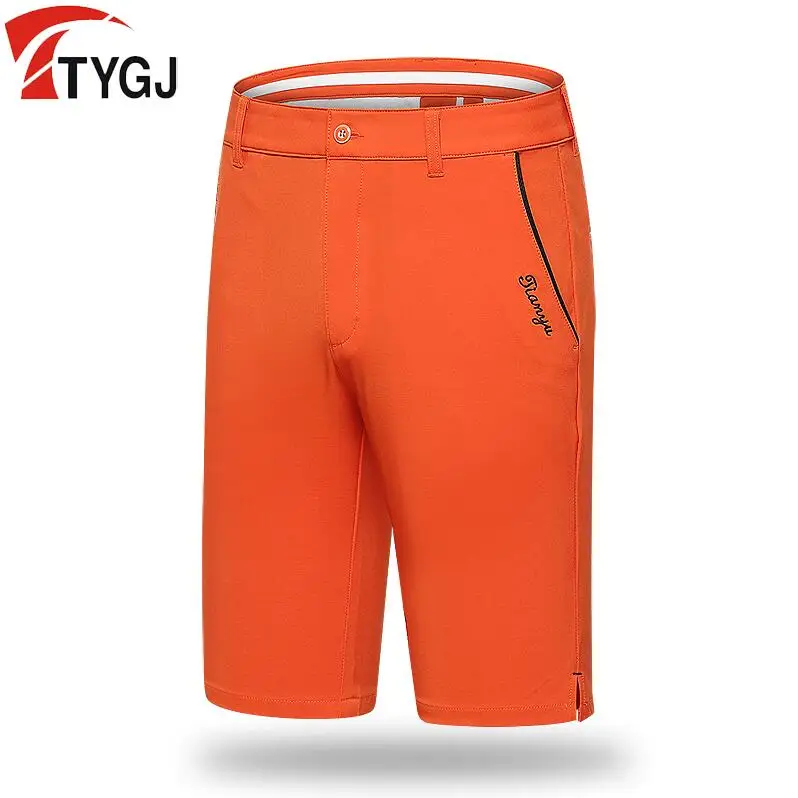 Новые однотонные шорты для гольфа мужские спортивные шорты летние мужские эластичные быстросохнущие Гольфы спортивные шорты для гольфа размер 30-36 - Цвет: Оранжевый