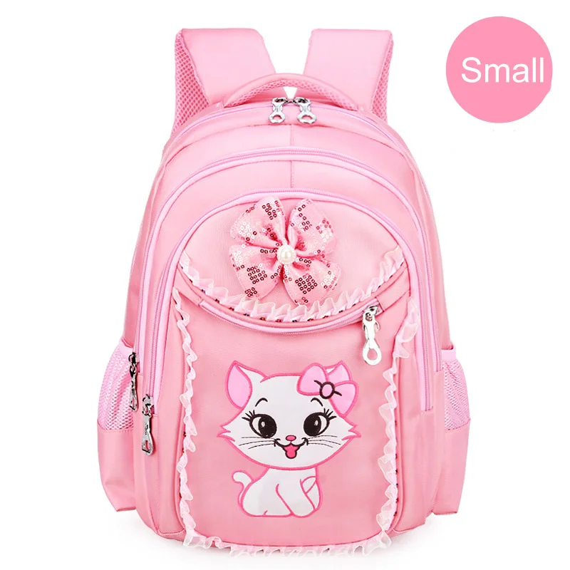 Портфолио для школы, сумки для девочек, Милый мультяшный Детский рюкзак принцессы с кошкой, детский кружевной рюкзак, рюкзак для начальной школы - Цвет: 5599-Pink-S