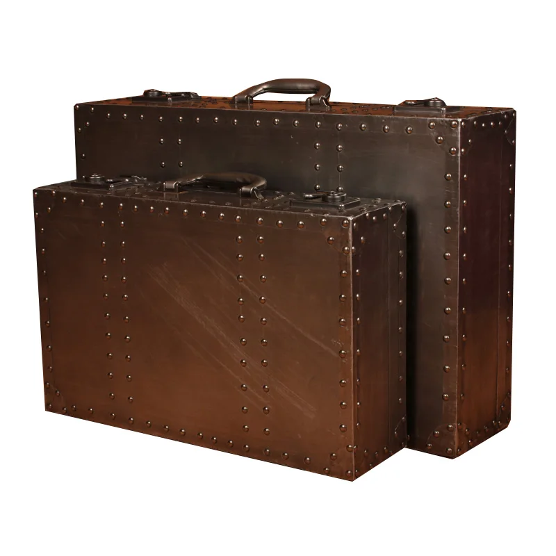 

Vintage Suitcase Storage Wooden Box Storage Box Aluminum Decoration Home Decoration Soft Mounted Window Display Photo Props