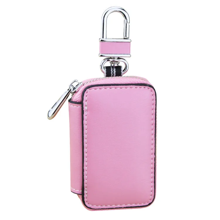 CICICUFF,, модные кожаные чехлы на цепочке, сумка для ключей на молнии, унисекс, чехол для ключей, сумка для мужчин и женщин, органайзер для ключей - Цвет: Розовый