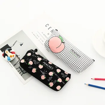 

BECODE Fun Alphabet Stationery School Supplies White Pink Peach Student Pencil Case Japanese Cute Canvas Pencil Bag Offices Tool