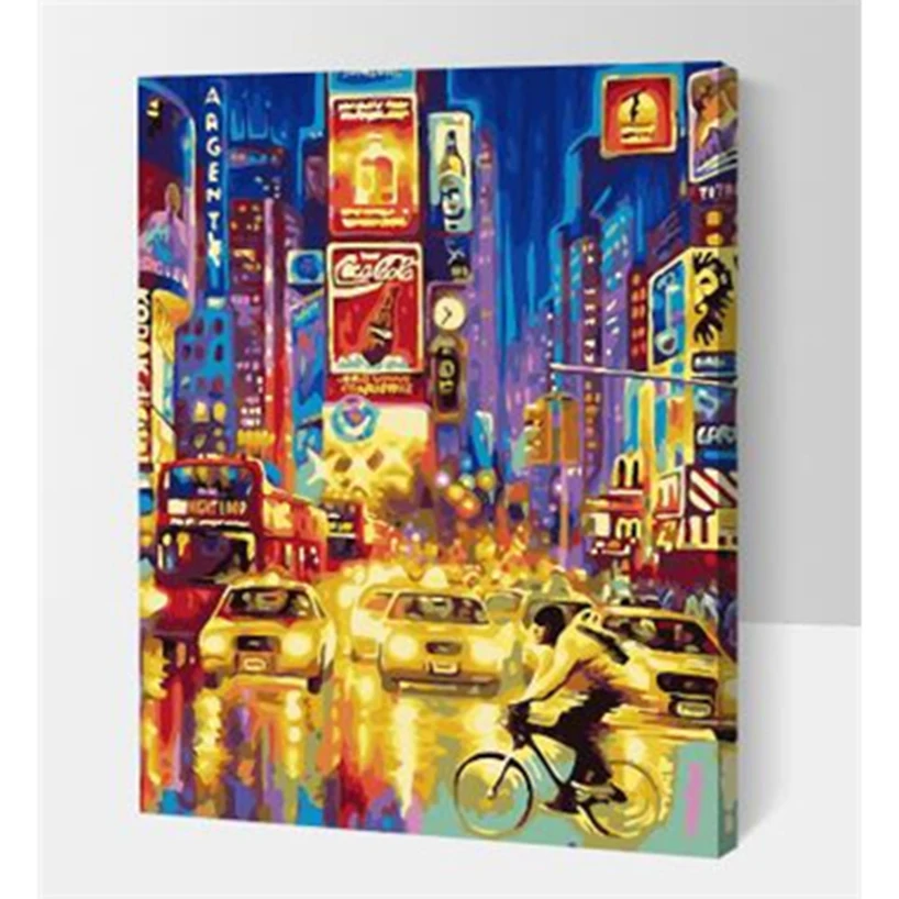 

Night City scene rider picture oil painting by numbers wall decor diy painting on canvas for home decor 4050 diy frame AS1134