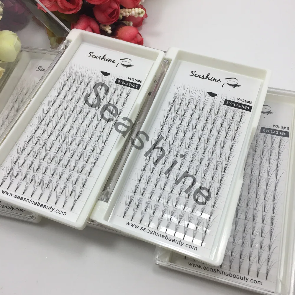 10 trays C D curl 0.07mm 0.10mm 5D short stem volume lash pre made fans lash individual eyelash extensions 10 trays volume lash 2d long stem soft eyelash false 100% silk individual lashes volume lashes can mark size lash free shipping