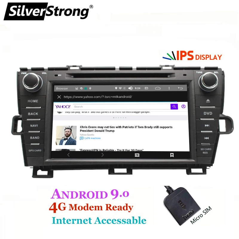 Clearance SilverStrong 8inch Android9.0 Car DVD for Toyota Prius dvd Left hand right hand Radio 4G modem WIFI prius android optional DSP 4