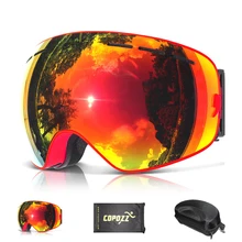 COPOZZ Gafas de Esquí con Caja de la Caja y Bolsa de Doble Lente Anti-vaho Antiparras Esférica de Esqui Snowboard del Esquí de la Nieve gafas