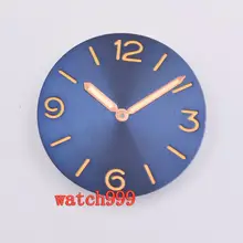 38,9 мм parnis розовое золото руки сэндвич синий циферблат стерильные часы циферблат fit ETA 6497 6498 ST3600 движение