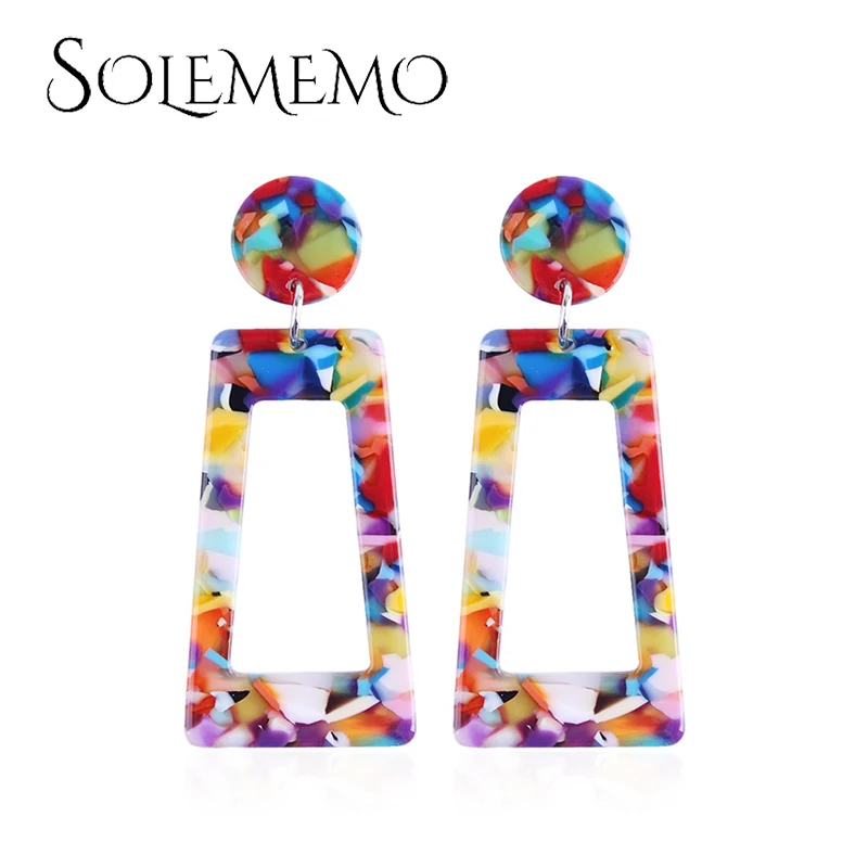 Solememo 2018 Популярные разноцветные висячие серьги ZA модные геометрические