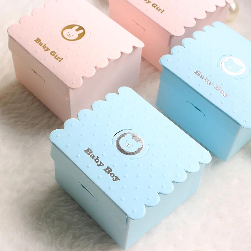 

10pcs Angel baby candy paper packaging flower gift box First Communion Favors Christening Baby Shower Sweety cookie candy box