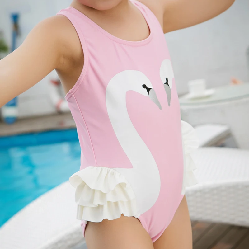 

Children Wave Swimsuit Suit Three Cute Little Girls Pink Butterfly Hundred Percent High Quality Children's Swimwear