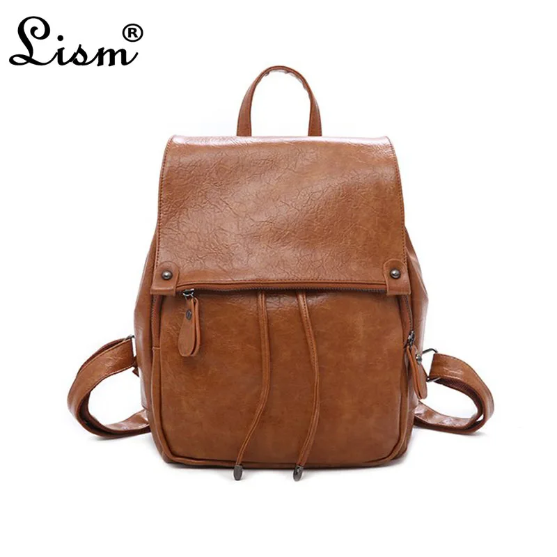 

women backpack simple style school bags for teengaers girls famous designer ladies high quality female leather backpack LB309