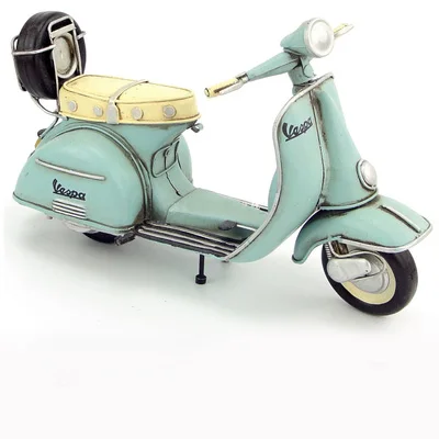 Vespa модель розовый синий vintag 1955 Италия старый автомобиль металлическая игрушка 2 колеса мотоцикл 1:12 Модель двигателя для bjd Blyth кукла фотография - Цвет: blue with wheel