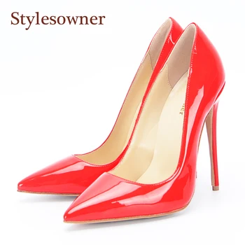 

stylesowner Brand Women Shoes High Heels Women Pumps 12CM 10.5CM Heels Shoes Sexy Pointed Toe Red Wedding Shoes 34-43EU