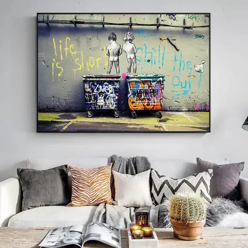 Граффити Бэнкси, печать на холсте, картины на стену, картина, плакат, поп-плакат, украшение для дома, для гостиной