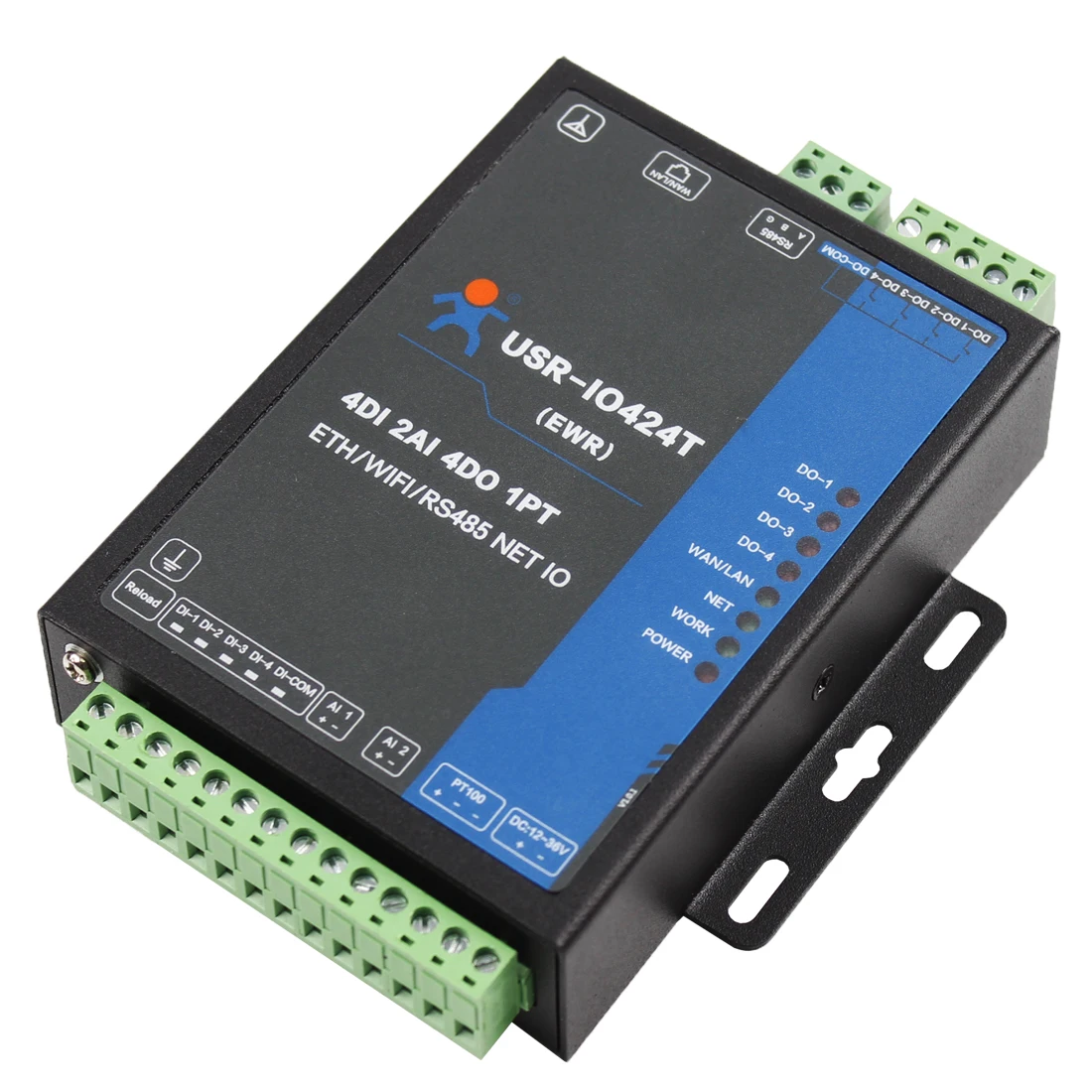 

USR-IO424T-EWR 4-way Network IO Controller 4 Relay Output Remote Control by Ethernet WiFi Modbus RTU/TCP ( replace USR-WIFIIO-83